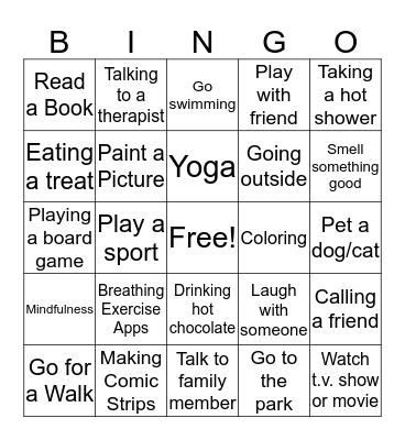 Coping Skills  Bingo Card