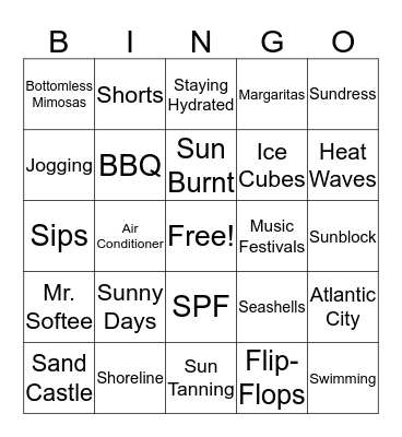 Summer Days Bingo Card