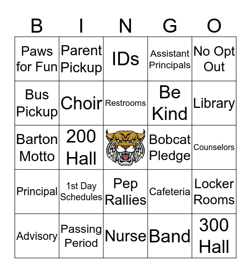 Barton Bingo Card