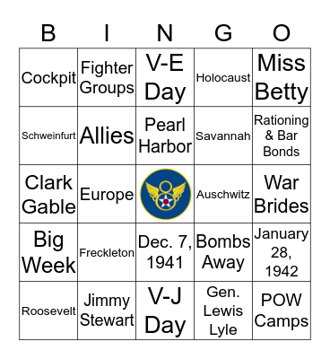 Mighty Eighth Air Force Bingo Card