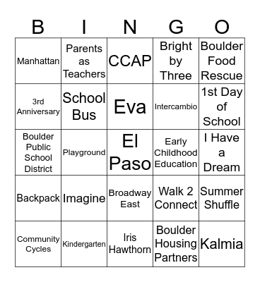Bringing School Home BINGO! Bingo Card