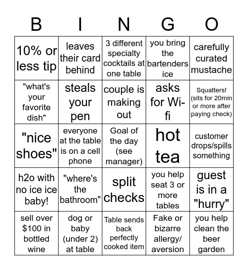 Server Bingo Card