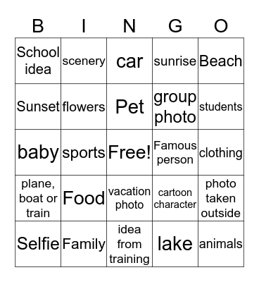 Back to School Bingo Card