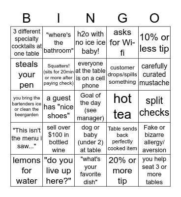 Server Bingo Card