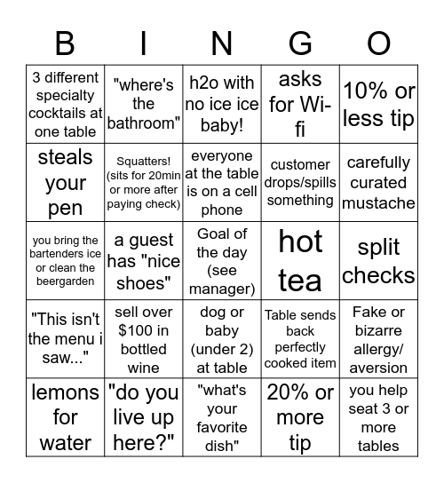 Server Bingo Card