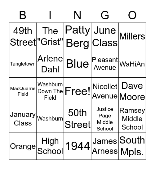 Washburn High School Trivia Bingo Card
