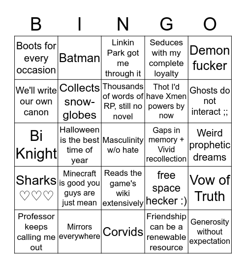 Slowly But Shirley Bingo Card