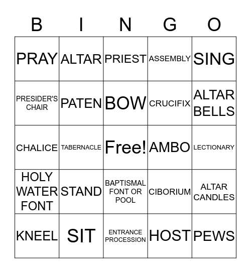 IN CHURCH Bingo Card