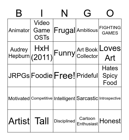 Joe Mills Bingo Card