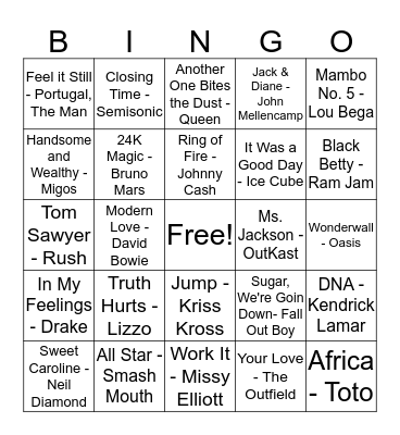 Music Bingo Card