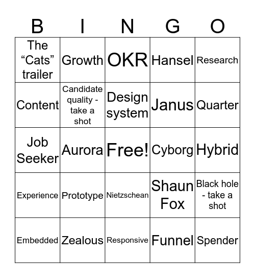 SMB UX WW Bingo Party Bingo Card