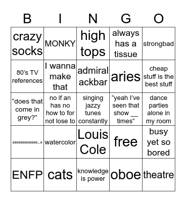 penelope <4 Bingo Card