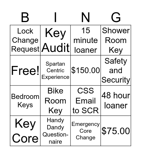 Key Bingo Card
