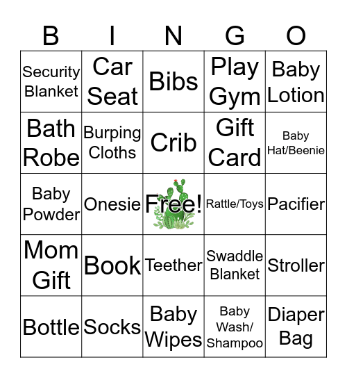 Baby Bingo Card