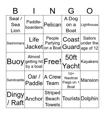 Duffy Boat Bingo Card