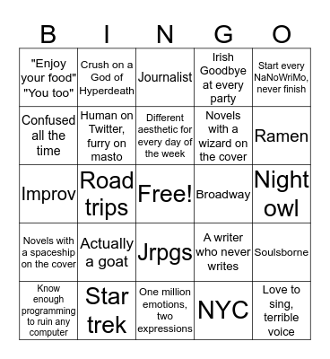 Srol bingo Card