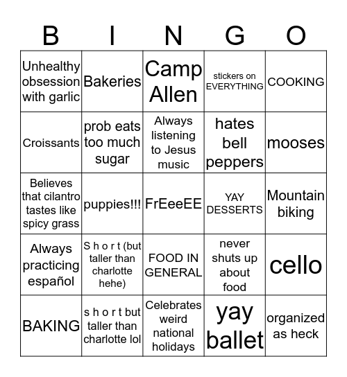 L a u r e l  Bingo Card