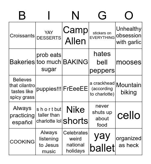 ~ l a u r e l ~ Bingo Card