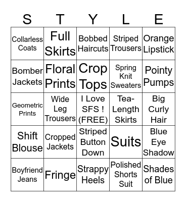SPRING 2014 Trends BINGO Card