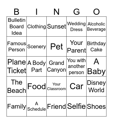 Cell Phone Bingo Card