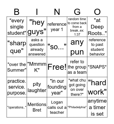 Professional B-I-N-G-O Bingo Card