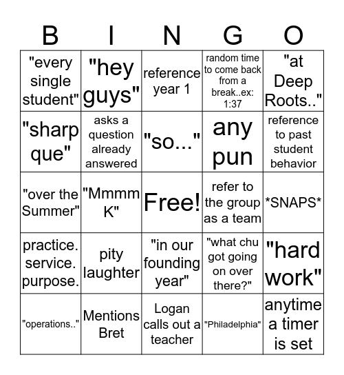 Professional B-I-N-G-O Bingo Card