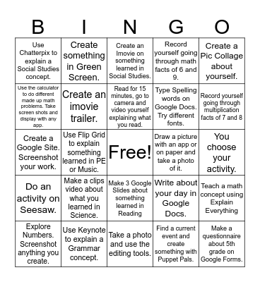 McGregor Bingo Card