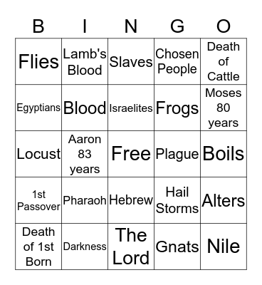 Moses JOY Bingo  Bingo Card