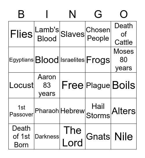Moses JOY Bingo  Bingo Card