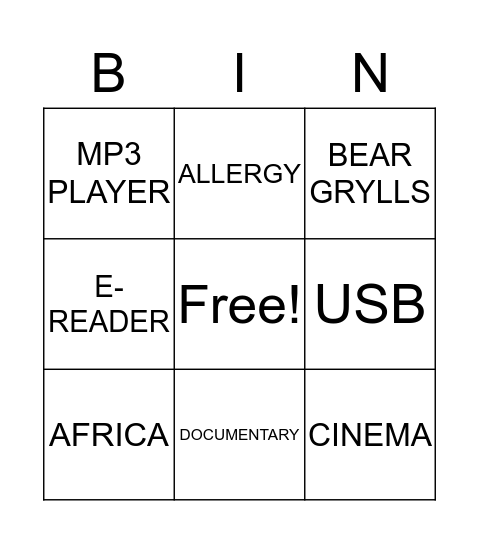 BINGO Card