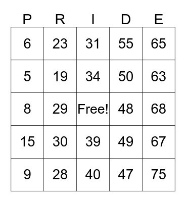 Berkeley PRIDE Bingo Card