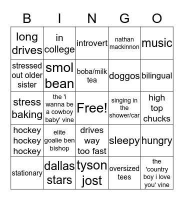 how similar are you to lily (@bnebishop)? Bingo Card