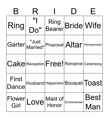 Alexis's Bridal Shower 2019 Bingo Card