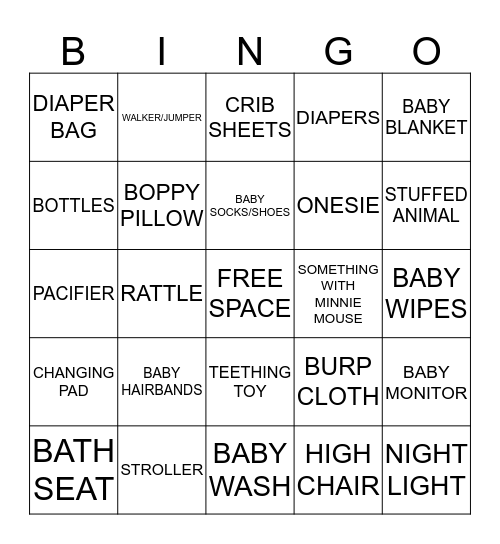 Mireya's Baby Shower! Bingo Card