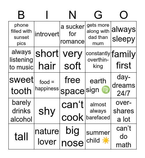 How similar are you to Julia  Bingo Card