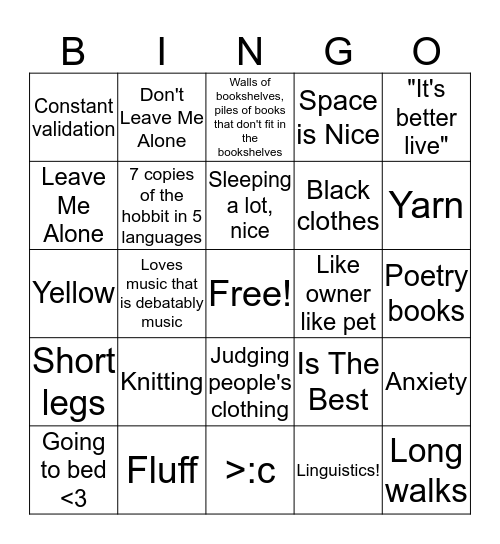 Villburr Bingo Card