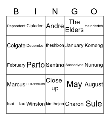 THT Bingo Card