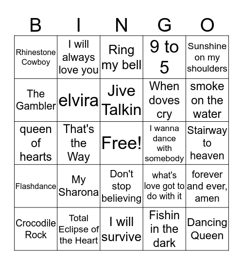 70s/80s NOC PLC  Bingo Card