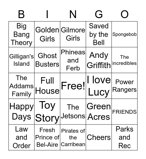 TV/movie Theme songs NOC PLC Bingo Card