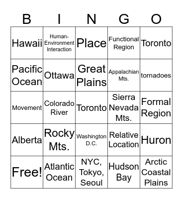 cruise Bingo Card