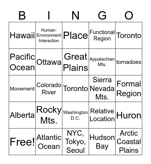 cruise Bingo Card