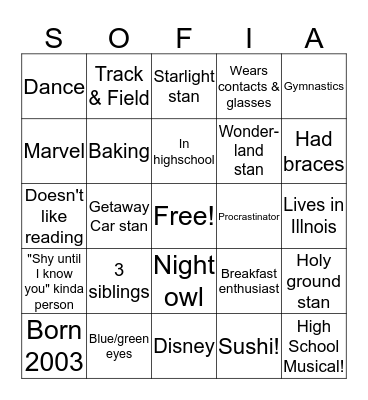 How similar are you to Bingo Card