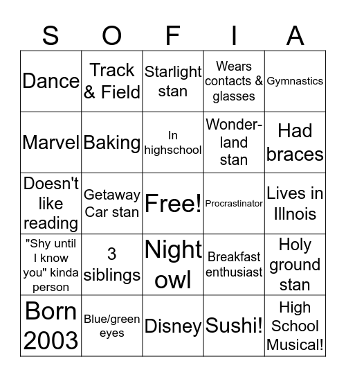 How similar are you to Bingo Card