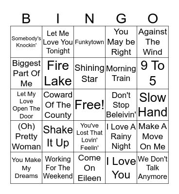 80s Hits Bingo Card