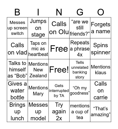 Rob Farmer bingo Card