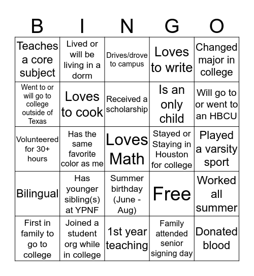 North Forest Bingo Card