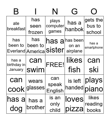 Find someone who... Bingo Card