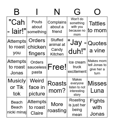 GWER Bingo Card