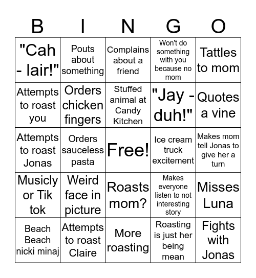 GWER Bingo Card