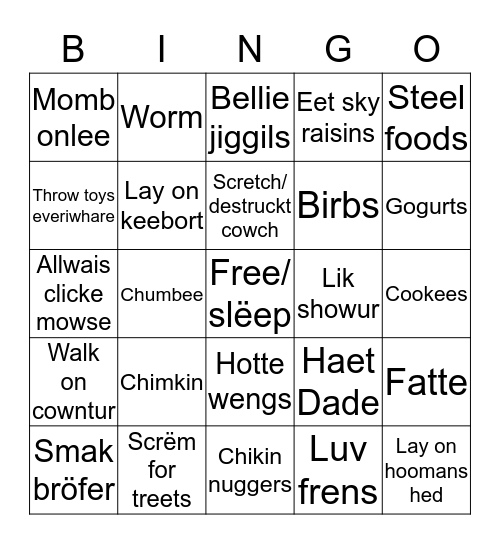 Viloot Binger Bingo Card